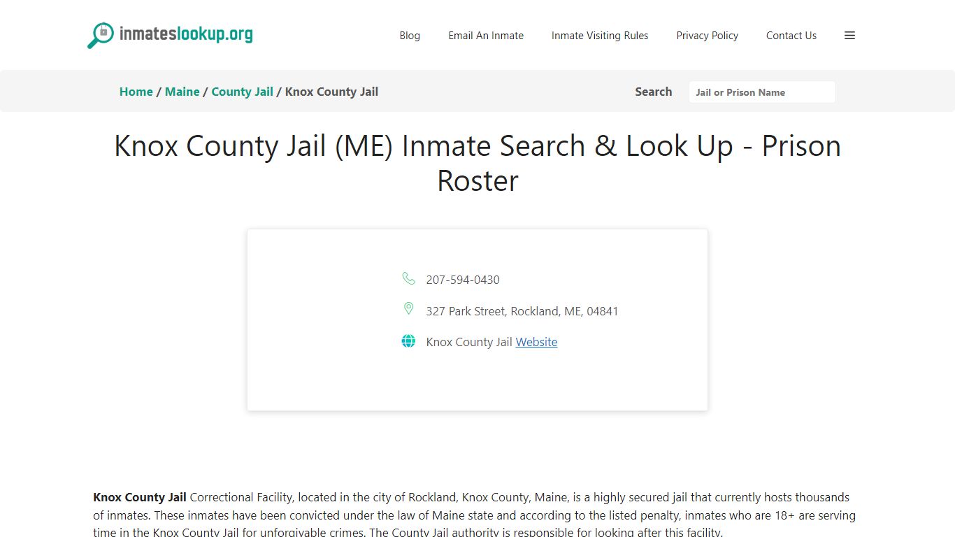 Knox County Jail (ME) Inmate Search & Look Up - Prison Roster